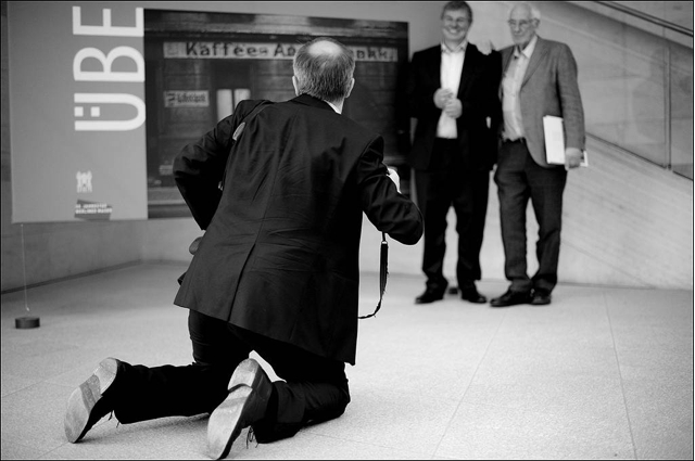 Thomas Hoepker (Magnum) and Daniel Biskup photographed at Press Conference DHM Berlin