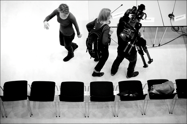 TV team at Boris Mikhailov press conference at Berlinische Galerie