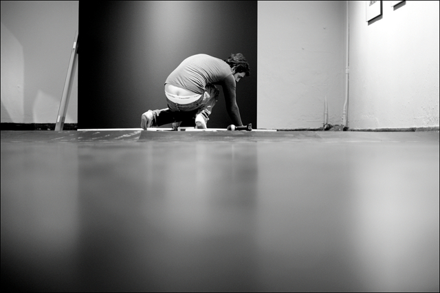 Installation of Arnold Newman exhibition at C/O Berlin