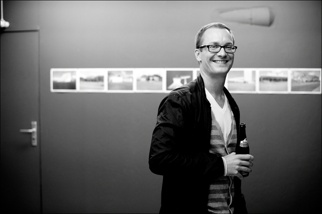 Erik van der Weijde at the opening of his exhibition at Chert gallery Berlin