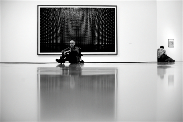 Press photographer after at press view of Andreas Gursky exhibition at Museum Kunstpalast Düsseldorf